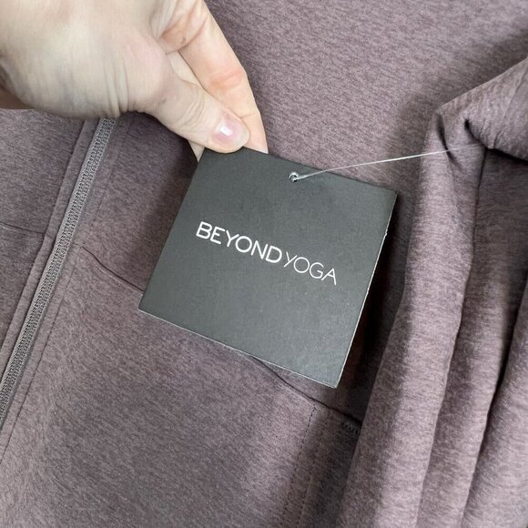 Beyond Yoga Men’s Truffle Brown Heather Freefit Zip Hoodie Size Large NWT - Picture 9 of 11